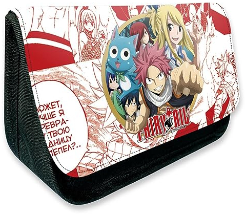 Fairys Tails Federmäppchen, Cartoon Anime Große Kapazität Leinwand Zip Schreibwaren Fall Geschenke Für Männer Und Frauen (A)
