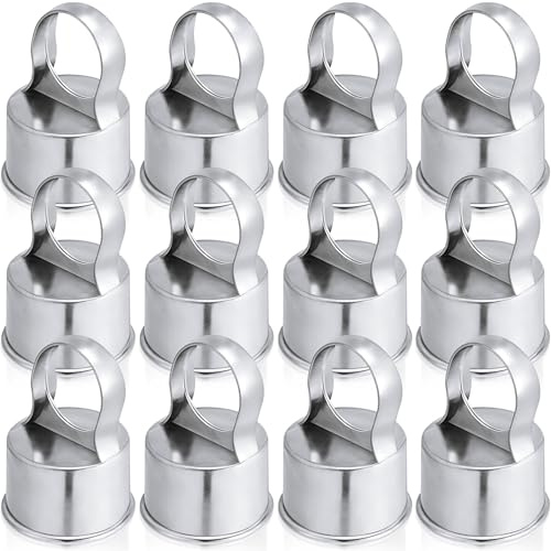 Therwen 12 Pack Chain Link Fence Ring Cap for 2-3/8 Od Post, 2 1/2 Aluminum Eye Top Rail Cap with 1-5/8 Loop, Outdoor Rail Fencing Repair Hardware