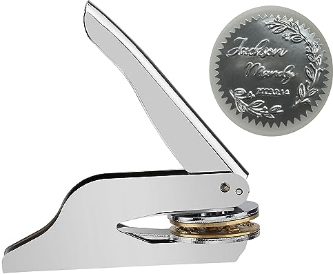 Prägestempel Personalisierter Logo,Vintage-Metallpräger, 4 x 4 cm,Hochwertiges Messing Buchstempel für Bibliothek, Hochzeitseinladung, Notarsiegel