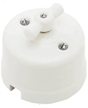 WUUISDNX Interruptor Giratorio de Pared Fácil instalación compatibilidad Estilo Retro Interruptor Giratorio de cerámica Interruptor de Perilla de cerámica 20 mm, Negro