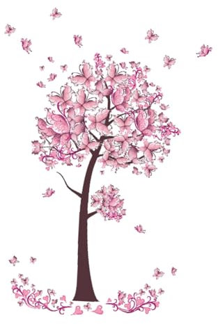 OSALADI Stickers Muraux Arbre Fleur Rose Romantique Autocollants Muraux Pvc Amovibles Résistants à Eau Décoration Diy Chambre Salon Fond Tv