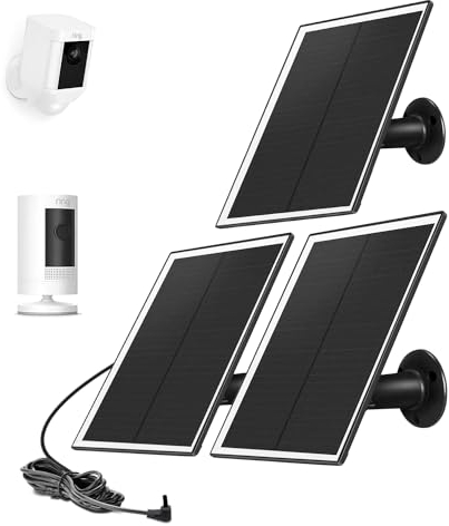 Ri ng Camera Solar Panel, Compatible with Ring Stick Up Cam Battery, Ring Spotlight Cam Battery, Not for Spotlight Plus/Pro, Waterproof, 6W Fast Charging, DC3.5mm Plug (Black)