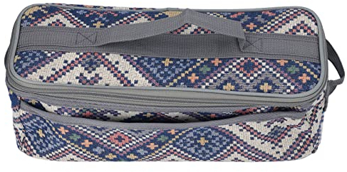 HERCHR Sac à Main De Rangement De Camping, Sac De Rangement pour Ustensiles De Camping, Grande Capacité, Double Fermeture éclair Amovible, Sac De Vaisselle De Style National avec Poignée (Bleu)