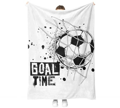 Fußball Kuscheldecke Flanell Decke Fußball-Muster Fleecedecke Flauschig Weich und Warme,3D Fußball Wohndecke Sofadecke Couchdecke Für Teens Erwachsene. (Style A, 150x200cm)