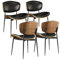 Zouron 4er Set Esszimmerstühle, Schwarz Retro Kunstleder gepolstert Metallbeinen armloser Akzentstuhl Walnussholz Stuhl Ohne Rollen, Ergonomischer Stuhl für Esstisch Schwarz Sitzfläche 42x48 cm