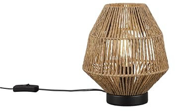lightling Modern Tischlampe Mikael in Rattan-Optik, mit Schnurschalter, Korpus aus Papier, exkl. 1 x E27 max. 40W, Ø 20 cm, Höhe 20 cm, Metall