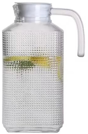 HOMESHOPA Glass Water Jug with Lid, 1Pk 1.6L Water Pitcher Glass Carafe Jug for Hot/Cold Water Ice Tea Coffee Milk & Juice Beverage, Transparent Glass Fridge Door Water Jug with Spout and Handle
