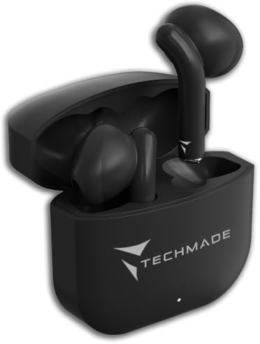 TECHMADE Auricolari Ufficiali senza filo - cuffie in ear con box di ricarica - compatibili con smartphone/tablet/pc (nero)