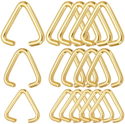 SOFPLATE 1 Box 300Pcs Triangle Open Hook Rings Metal Jump Rings Bulk Gold Iron Pinch Clip Bails Clasp Pendants Connectors Linking Rings for jewellery Making Accessories DIY Earrings Bracelet Necklace