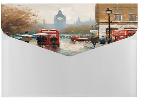 Ordner, London Impression Print Binder Ordner, Aktenordner, tragbarer Papier-Rechnungen, Quittungen, Organizer, dekorative Aktenordner, geeignet für Heimbürobedarf