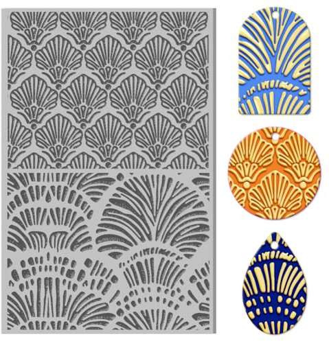 CHGCRAFT Abstrakte Muschel-Polymere Ton Textur-Platte Gummi Ton Textur-Platte Druck Blumen Ordner Ton Textur-Platte Werkzeug für DIY Briefmarken Kunstmalerei und Schmuckherstellung