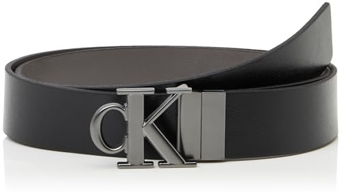 Calvin Klein Jeans Herren MNGRM PLQ BCKL 35MM LV04G7026G Gürtel, Grau (Schwarz/Granitgrau/Matt Gunmetal), 100, Grau (Schwarz/Granitgrau/Matt Gunmetal), 33 EU