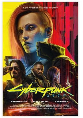 HACERR Cyberpunk 2077 Poster auf Leinwand, Schlafzimmer, Dekoration, Landschaft, Büro, Raumdekoration, Geschenk, 60 x 90 cm