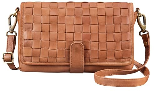 STILORD 'Carmen' Braided Leather Bag Medium Size Braided Bag Women Real Leather Handbag Vintage Shoulder Bag Modern Side Bag Crossbody Bag Multi Pocket Ladies Leather Bag