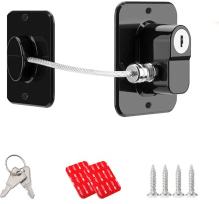Cerradura para Puerta de Frigorífico, Restrictor de Bloqueo Cierre de Seguridad, Cerraduras de Nevera con Llaves, para Congeladores, Armarios, Cajones, Ventanas, Viene con 2 Llaves