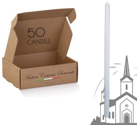 Candele Votive Confezione da 50pz Normali Bianche Per Chiesa 14x30 Antica Cereria Serventi Made in Italy
