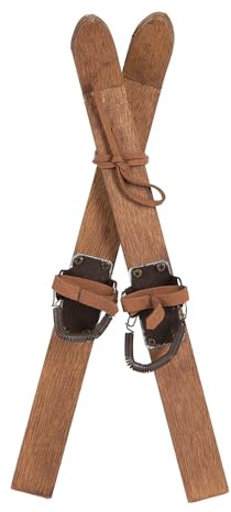 Clayre & Eef Dekoration Skier 11x4x28 cm Braun Holz Metall