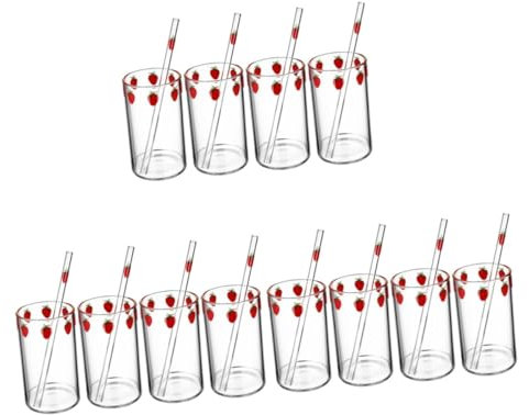 PRETYZOOM 12 Set bicchiere di fragola tazza da ufficio tazzine caffe tazze the Coppa di fragole succo bicchieri occhiali trasparenti bicchiere d'acqua trasparente tazza di di caffè
