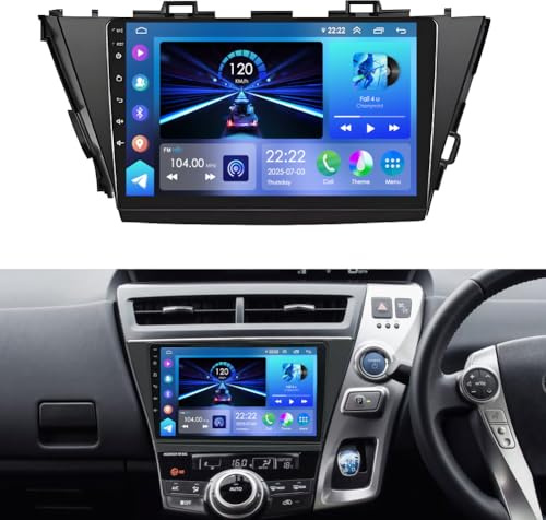 Android 14 Double Din Car Stereo for Toyota Prius 2012 2013 2014 2015 2016 w/Carplay & Android Auto 9 Inch 2G+32G FM/RDS Car Radio Receiver GPS Navigation Support BT Mirror Link SWC Backup Camera Mic