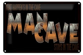 Blechschild 40 x 30 cm Man Cave braun - DekoNo7