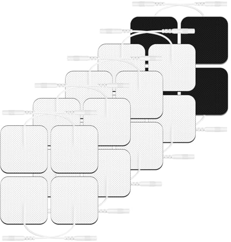 GHTENS TENS Machine Pads 50x50mm, 20 Reusable Pads for 2 mm Pin Lead Wires, Skin-Friendly & CE Certified, Compatible with Most TENS/EMS Units, Long-Lasting Electrode Patches for Pain Relief