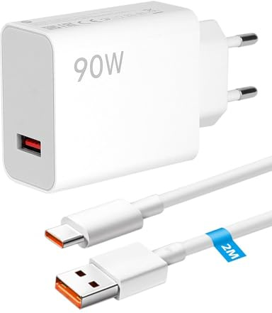 Caricatore Rapido Turbo 90W con Cavo USB C 2M 6A per 15 Ultra 14 Pro 13 12 POCO F6 X7 F7 Pro Compatibile con Note 14 13 12 11 Pro Pad 6 5 Ricarica Veloce Type C Adattatore USB C