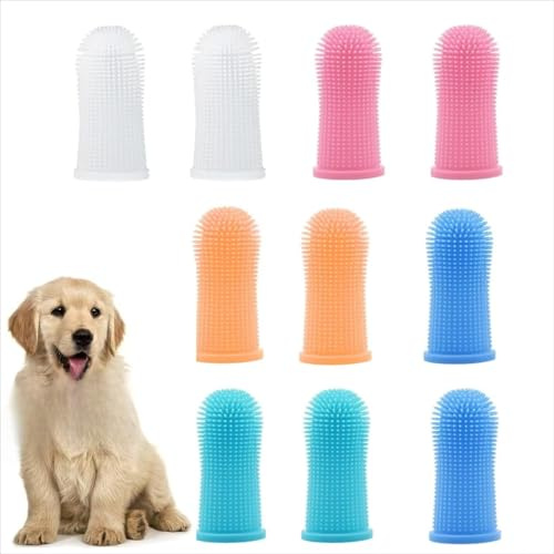 10Pcs Dog Toothbrush Set – 360° Silicone Finger Toothbrush for Pets, Teeth Cleaning Kit for Dogs and Cats, Effective Plaque Removal, Dental Care for Healthy Gums