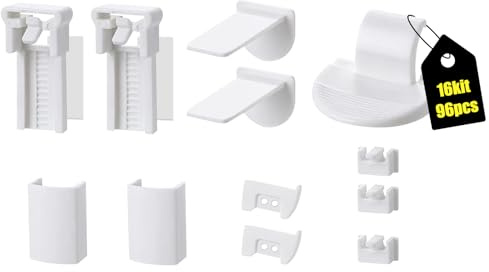 16kit 96Stück Plissee Ersatzteile Set Klemmträger Zubehör, Klemmfix Halterung Für Plissees, Jalousien, Rollos, Vorhänge,Komplettset mit Klemmen Adaptern Ohne Bohr