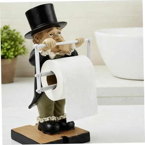 Lustiger Toilettenpapierhalter – niedliche, einzigartige Butler-Statue für die Badezimmerdekoration, kreativer Taschentuchbox-Abdeckung aus Kunstharz mit Ständer, modernes Wohnaccessoire (27 x 12, 5 x