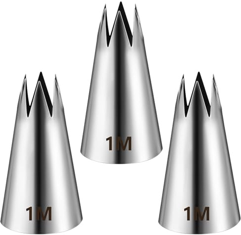 Lot de 3 douilles de 1 m en acier inoxydable pour décoration de cupcakes, gâteaux, cookies, crème au beurre, glaçage, gâteaux d'anniversaire, cupcakes, outils de cuisson pour bricolage