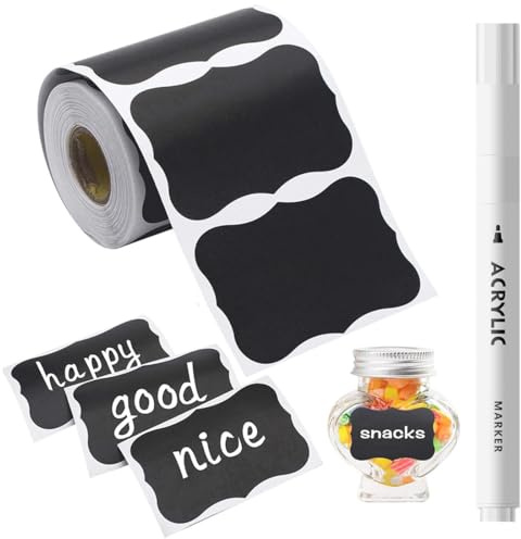 120 PCS Pegatinas Pizarra, Etiquetas Adhesivas Frascos Especias, Adhesivas Tarros, Etiquetas Congelador, Para Cocina, Decorar Despensa, Vino, Hogar y Oficina, 5.5 x 3.5 cm