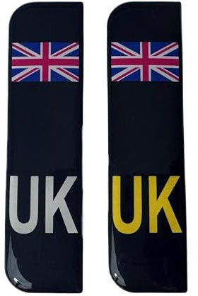 2 x Domed Union Jack UK Vehicle Number Plate Stickers - High Gloss Gel 108mmx29mm