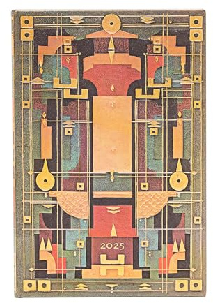 Lion’s Den (Sybil Pye Bindings) Mini 12-Month Horizontal Hardback Dayplanner 2025 (Elastic Band Closure)