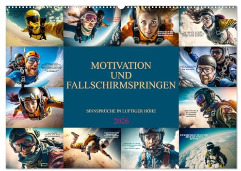 Motivation und Fallschirmspringen (Wandkalender 2026 DIN A2 quer), CALVENDO Monatskalender: Einzigartige Bildmotive gepaart mit wunderbaren ... nicht nur für Skydiver (CALVENDO Menschen)