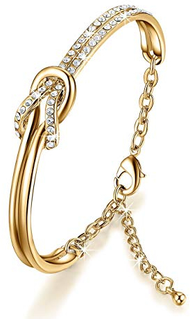 NINAMAID Damen-Armband mit Klare Swarovski Kristalle Element Vergoldet Armbander for Damen 7 Inches
