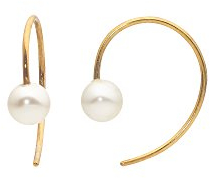 Heideman Ohrringe Damen Loop aus Edelstahl gold farbend matt Ohrtecker für Frauen mit Perle weiss 6mm