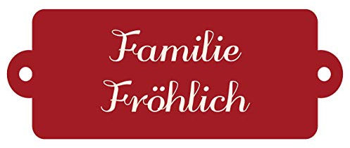 banjado® Namensschild Briefkasten personalisierbar/Briefkastenschild selbstklebend/Briefkasten Schild wetterfest/Briefkasten Beschriftung mit Namen oder Hausnummer Rotes Schild