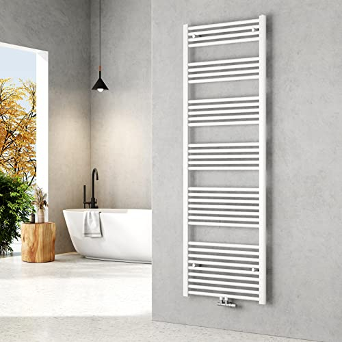EMKE Badheizkörper Handtuchhalter, Handtuchheizkörper Mittelanschluss Handtuchwärmer Handtuchtrockner Heizkörper Bad Handtuchheizung Weiß 1800x600 mm 860W