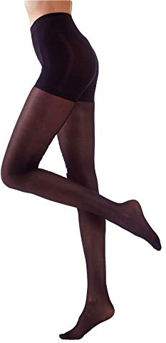 Confezione da 2 Paia - Collant Donna Riposante 100 Den, elasticizzato, velato, opaco, con guaina ventre piatto, tassello in cotone e cucitura piatta. Riduce di una Taglia, Modella il Punto Vita