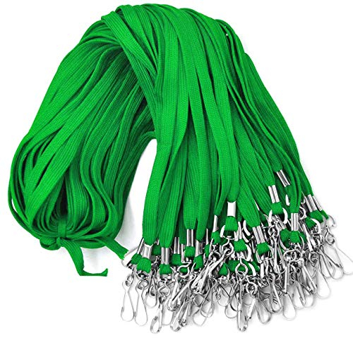 Beebel Lanyards Schlüsselbänder mit drehbaren Haken-Clips für Ausweishalter, Grün, 100 Stück