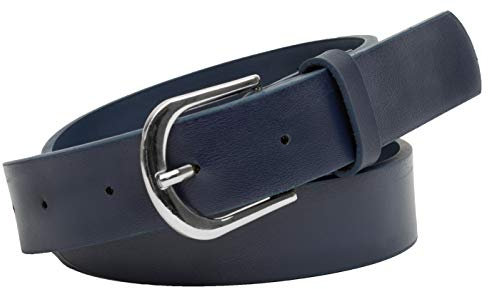 BlackButterfly Femmes Véritable 100% Cuir Ceinture de Jeans (Bleu Nuit, S)