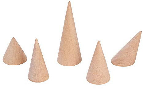 WANDIC Ringhalter, 5 Größen 5er-Set Holzring Display Cone Ring Ständer Display Racks für Schmuck Theken Handwerksmessen Schmuckshows oder Flohmärkte