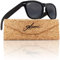 glozzi Sonnenbrille Herren und Damen Holz Polarisiert und Entspiegelt UV400 Schwarz mit Holzbügeln aus Ebenholz und Brillenetui aus Kork
