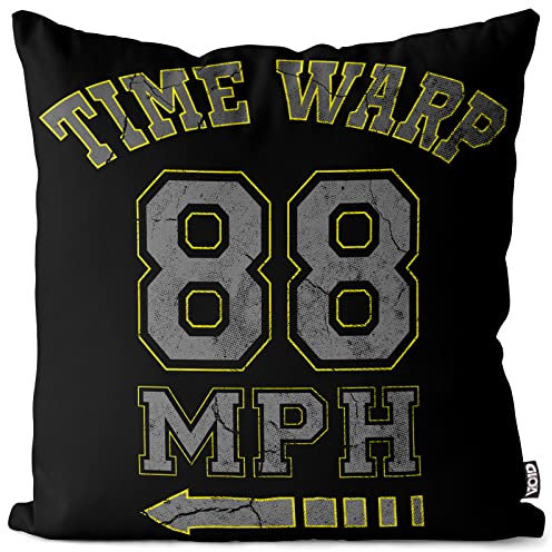 VOID Time Warp Kissenbezug Kissenhülle Polyester wasserfest Outdoor Indoor Zukunft zurück Zeitreise, Farbe:Schwarz, Kissen Größe:60 x 60 cm