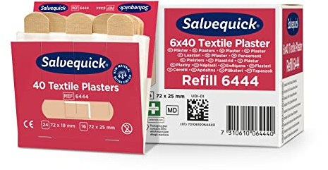 Cederroth Salvequick Textilpflaster, einfach anzuwenden, flexibel und bequem in der Anwendung. Textilpflaster, Packung mit allergiegetesteten Pflastern, 240 Pflaster pro Box