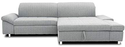 DOMO. collection Ecksofa Mika, Sofa mit Schlaffunktion und Bettkasten in L-Form, Schlafsofa mit Rücken- und Armlehnfunktion, Polsterecke 260 x 178 x 80 cm (BxTxH), grau