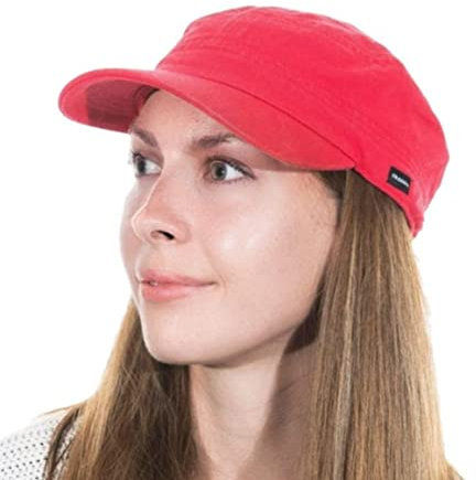 CRAGGI BAGS AND ACCESSORIES Damen Craggi Newsboy Cap-red Washed Denim Zeitungskappe, rot, Einheitsgröße