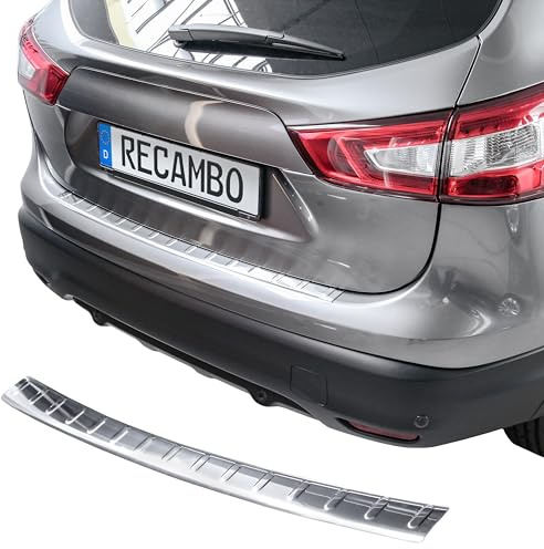 RECAMBO Ladekantenschutz Edelstahl kompatibel für Nissan Qashqai II, J11, 2013-2016 - Hochglanz poliert, Chrom Look - Styling und Schutz für die Stoßstange
