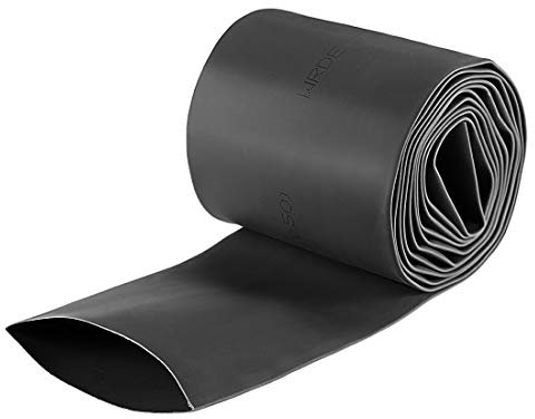 sourcing map Gaine Thermorétractable 2(50mm) Diamètre 80mm Largeur Plate 2:1 Rapport Manchon Câble Tube Rétractable 2m Noir