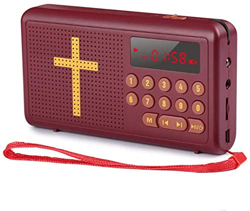 Wygwlg Bible Audio Player Electronic, with USB Charging Cable And Earphone Jack - Built-In Speaker, that can listen to the Bible from anywhere, 4G Memory Card, English Version,Red